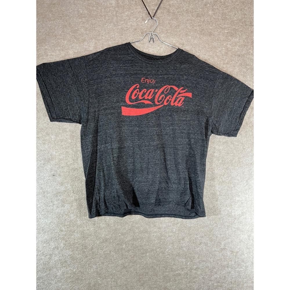 Coca-Cola Graphic T-Shirt Mens 2X Gray Heathered Soft Logo Tee